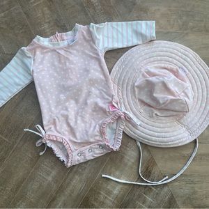 RuffleButts Long sleeved Swim Suit Set